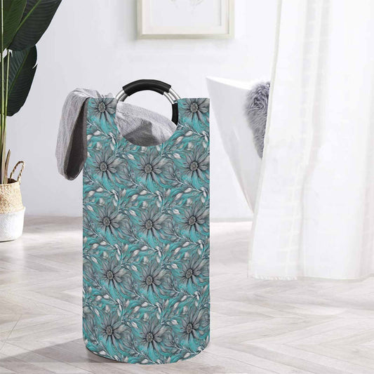 Green Elegant Floral 25  Round Laundry Basket