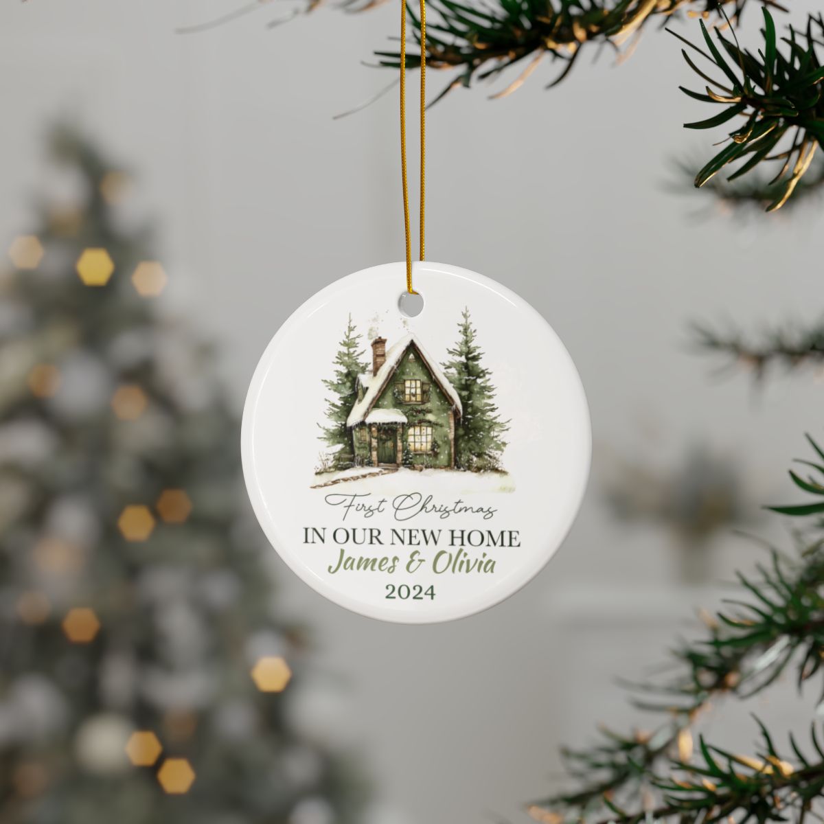 Personalized First Christmas Ornament, New Home Ceramics Holiday Keepsake, Custom Family Tree Décor, Gift for New Homeowners