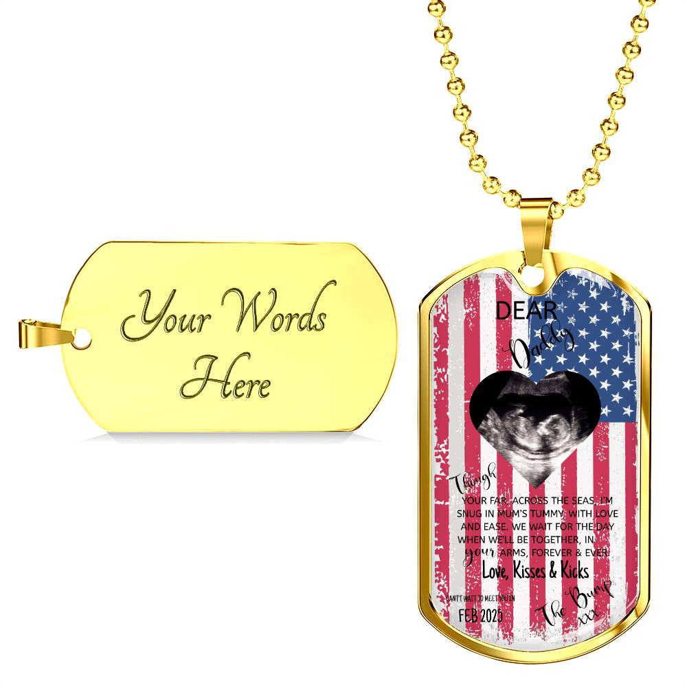 Dog Tag Personalised Dear Daddy Can't Wait to Meet you Pendant