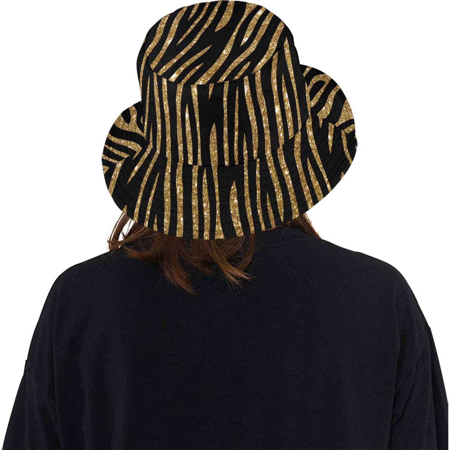 Black and Gold Glitter Leopard Print  Unisex Summer Single-Layer Bucket Hat