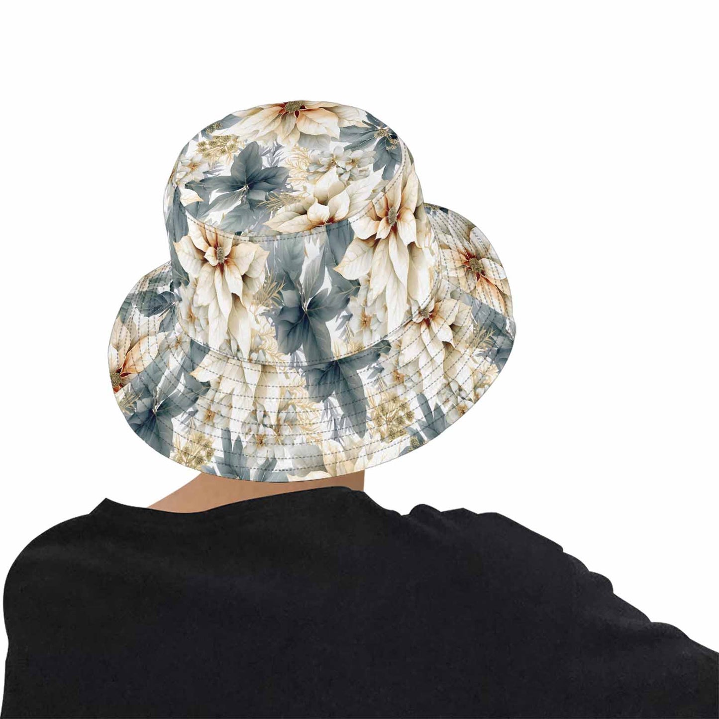 Cream Poinsettia  Unisex Summer Single-Layer Bucket Hat