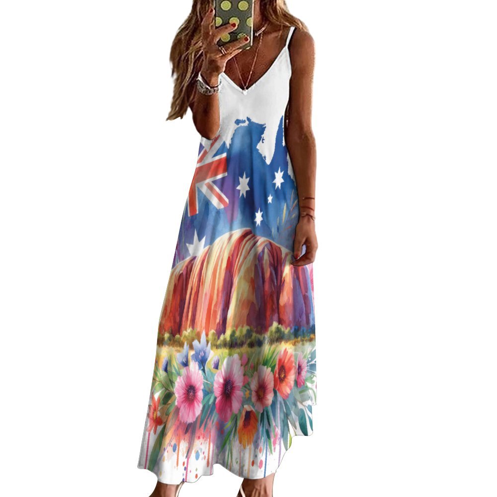 Uluru Ayers Rock Spaghetti Strap Ankle-Length Dress Long dress