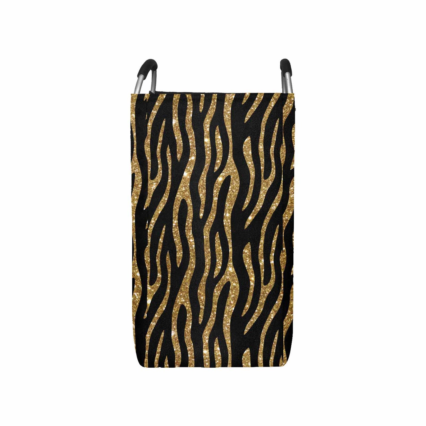 Black and Gold Glitter Leopard Print  Square Laundry Basket