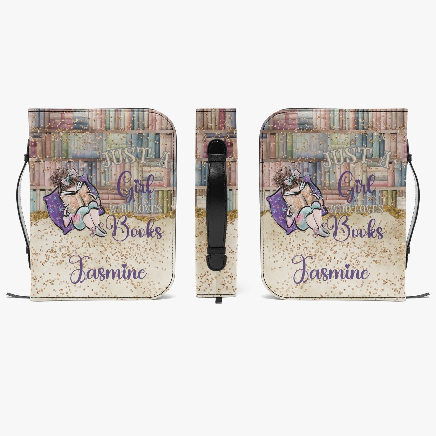 Book Cover/Bible Cover, Just a Girl who Loves Books, Brunette Hair, Personalised