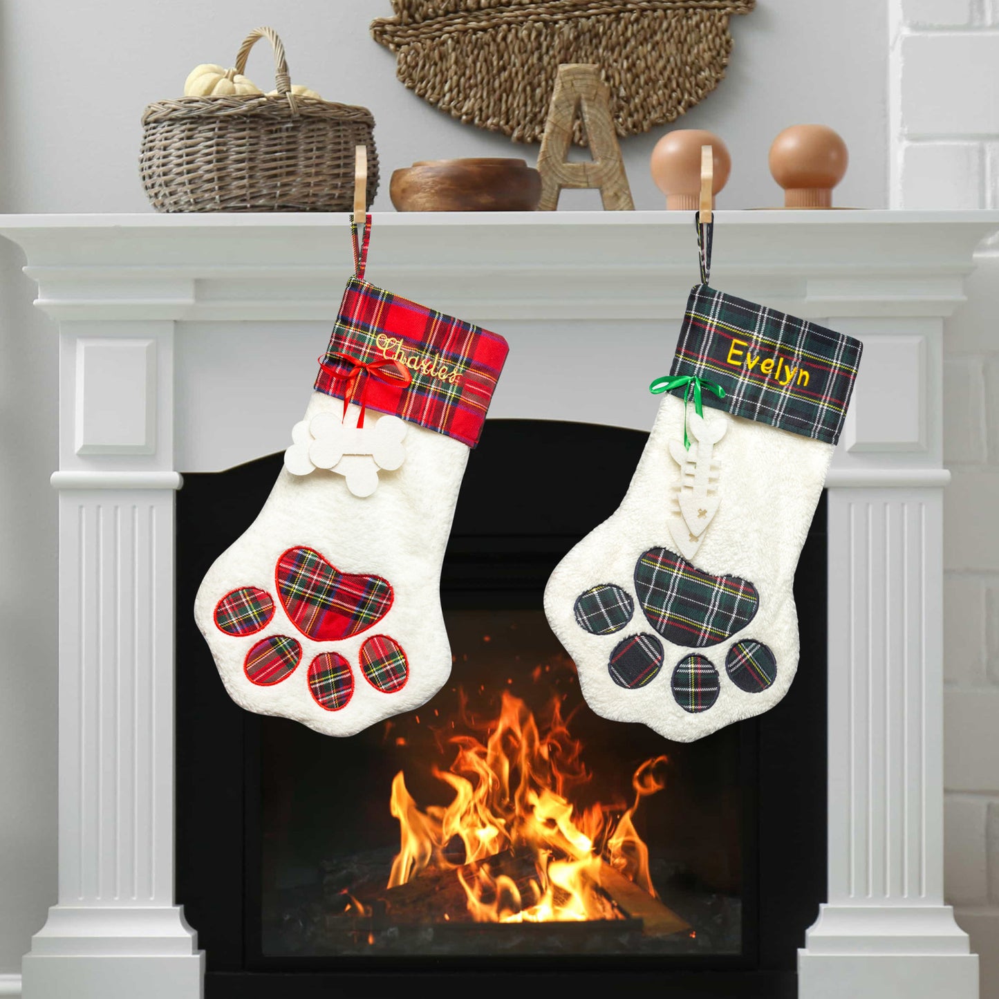 Pet Claw shaped Embroidered Christmas Stocking