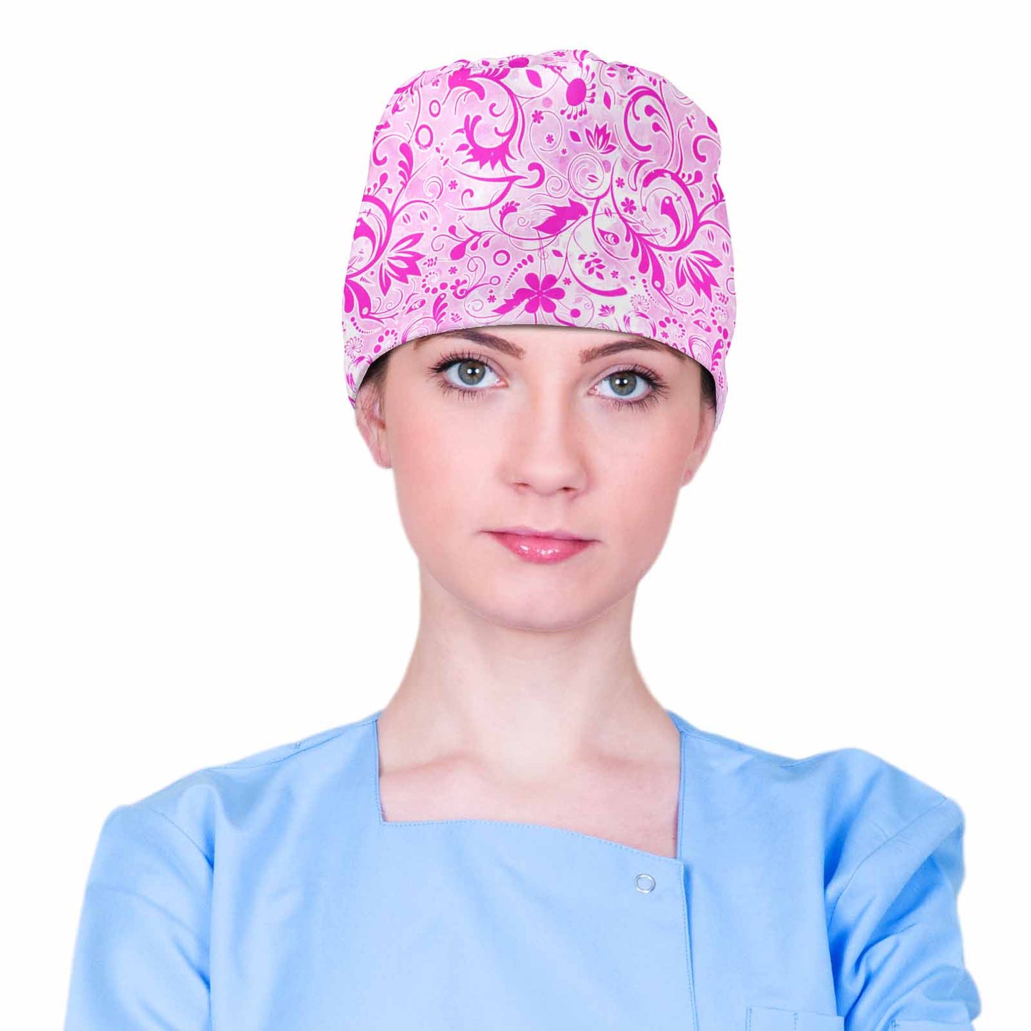 Pink Paisley  Scrub Cap