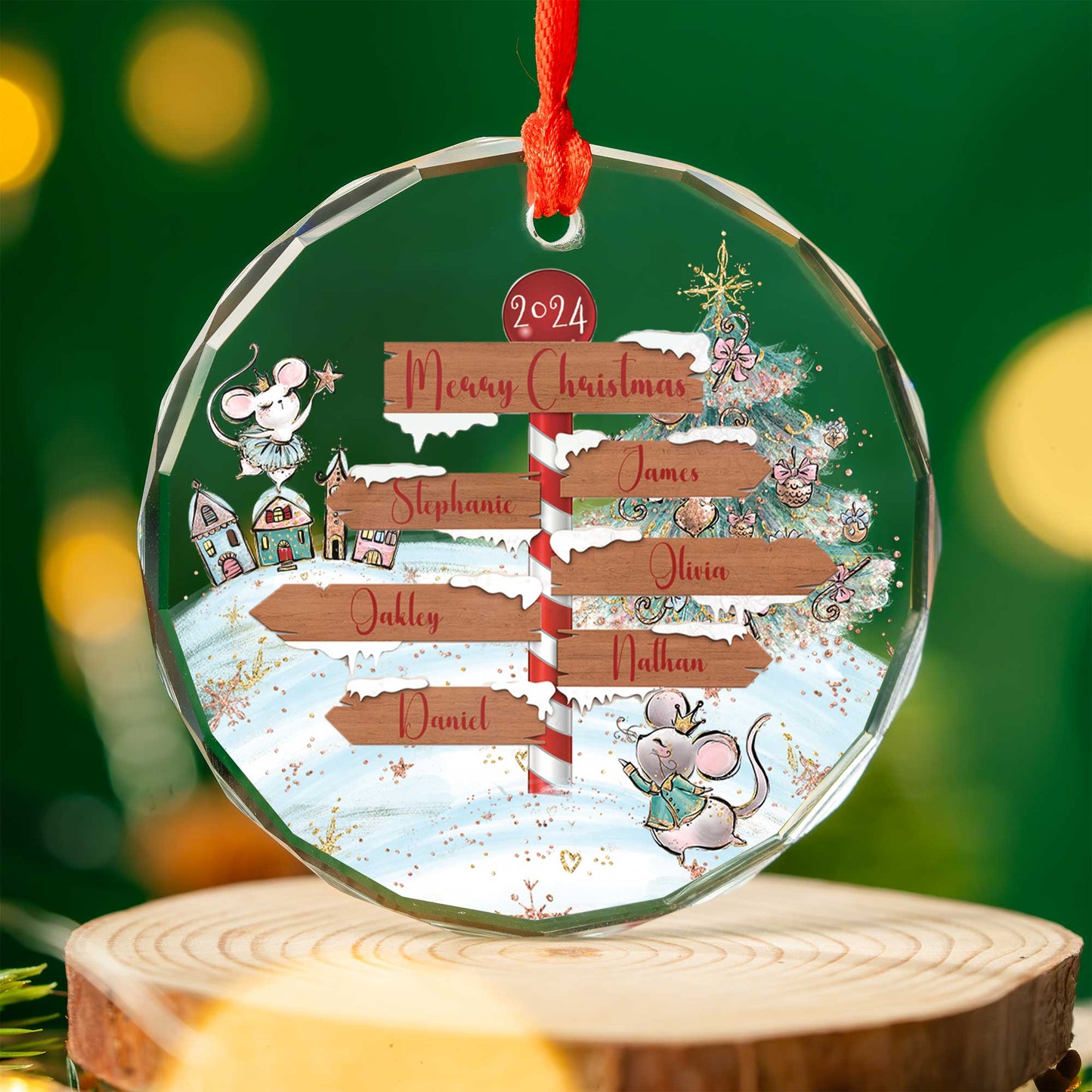 Personalised North Pole Christmas Glass Ornament