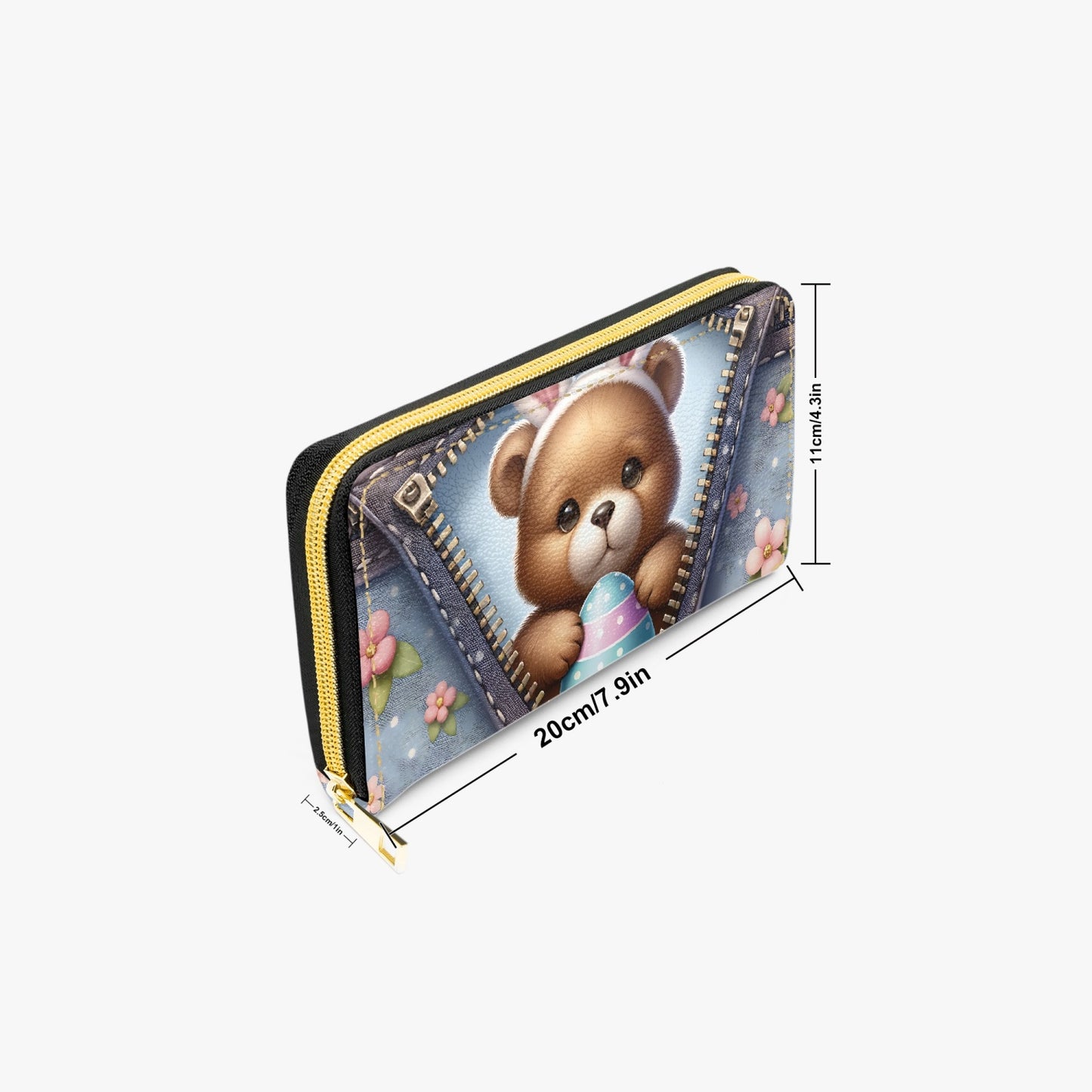 Long Type Zipper Purse Easter Bear with Bunny Ears, awd-1304