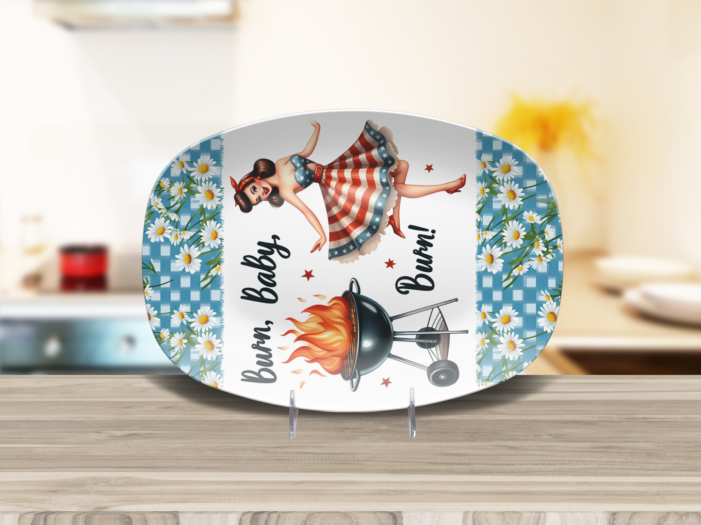 BBQ Platter Burn Baby Burn 10"x14" Platter