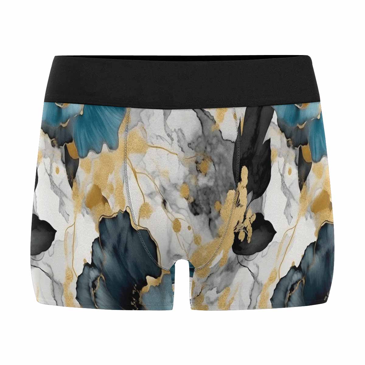 Blue & Gold Ink Floral AUS Men's Boxer Briefs (Made In AUS)