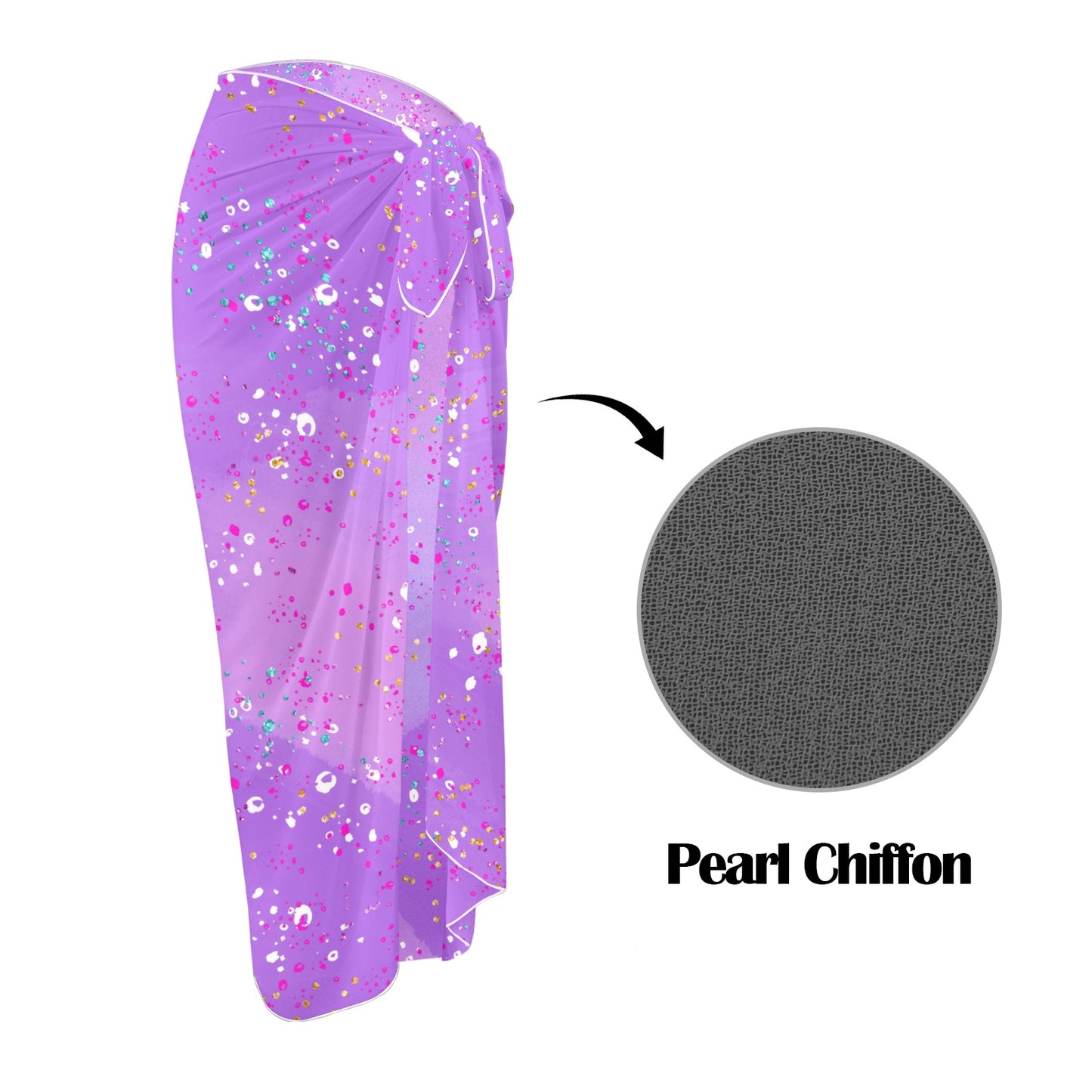 Purple Splash Long Beach Sarong Wrap