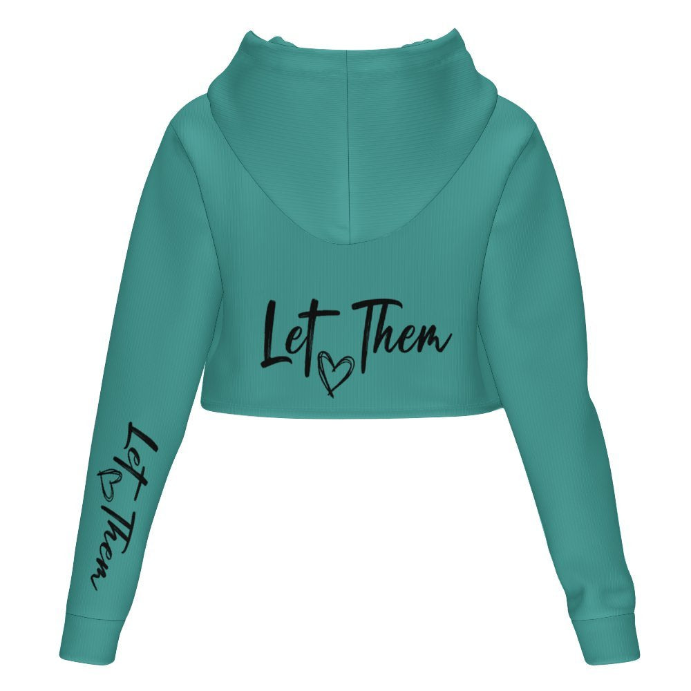 Women's All Over Print Cropped Hoodie Let Them Green Hooded hoodie