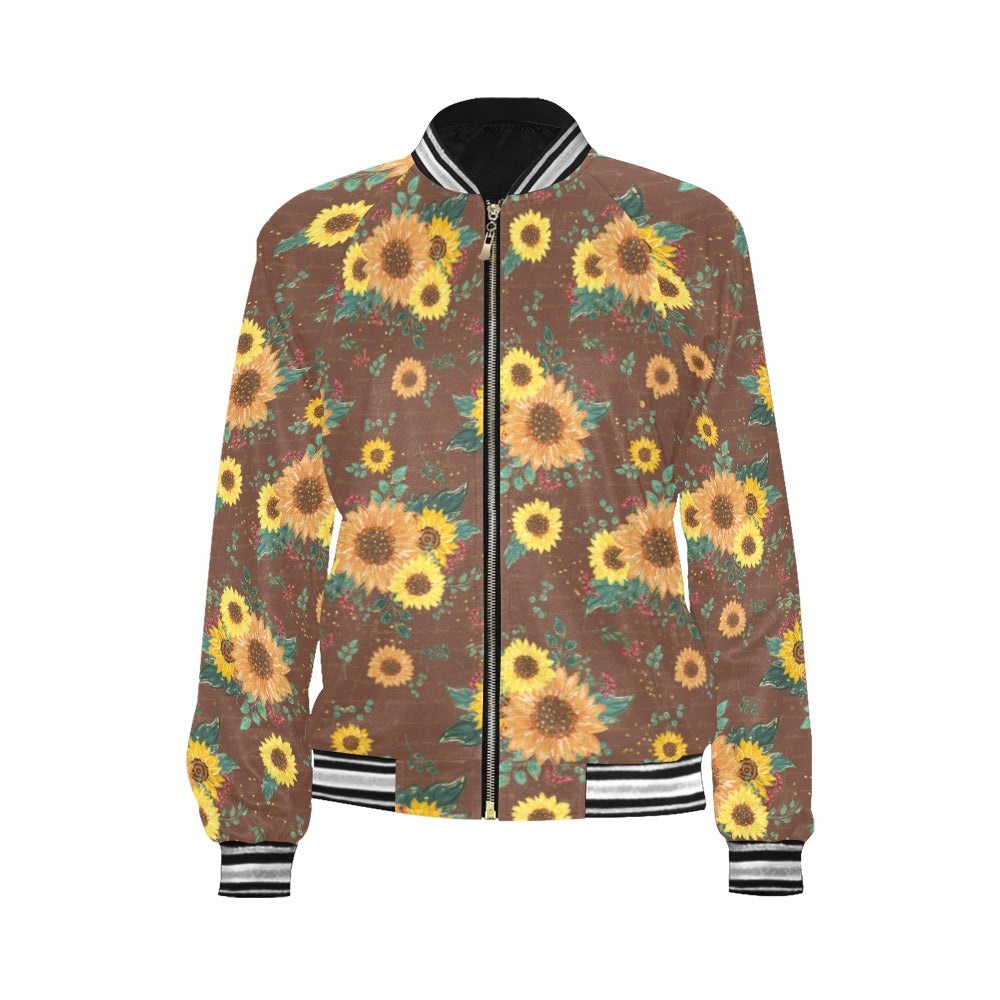 Sunflowers Bomber Jacket for Women