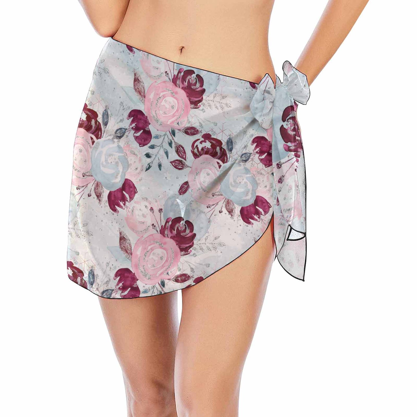 Roses Pink and Blue  Women's Beach Sarong Wrap