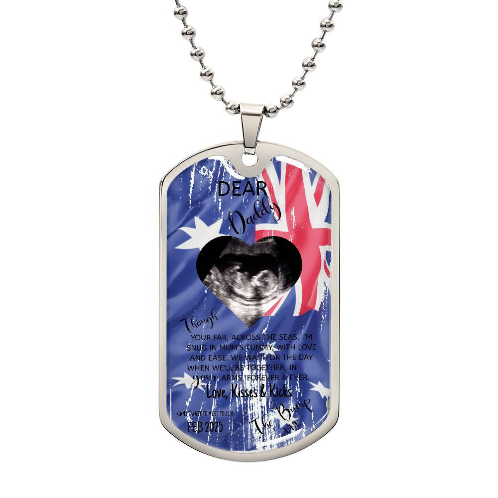 Dog Tag Personalised Dear Daddy Can't Wait to Meet you Pendant