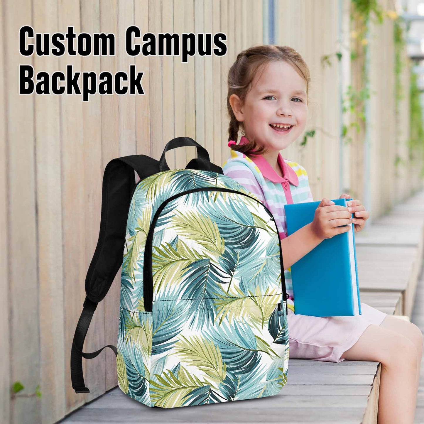 Palm Leaves Blue Green  Adult Casual Backpack