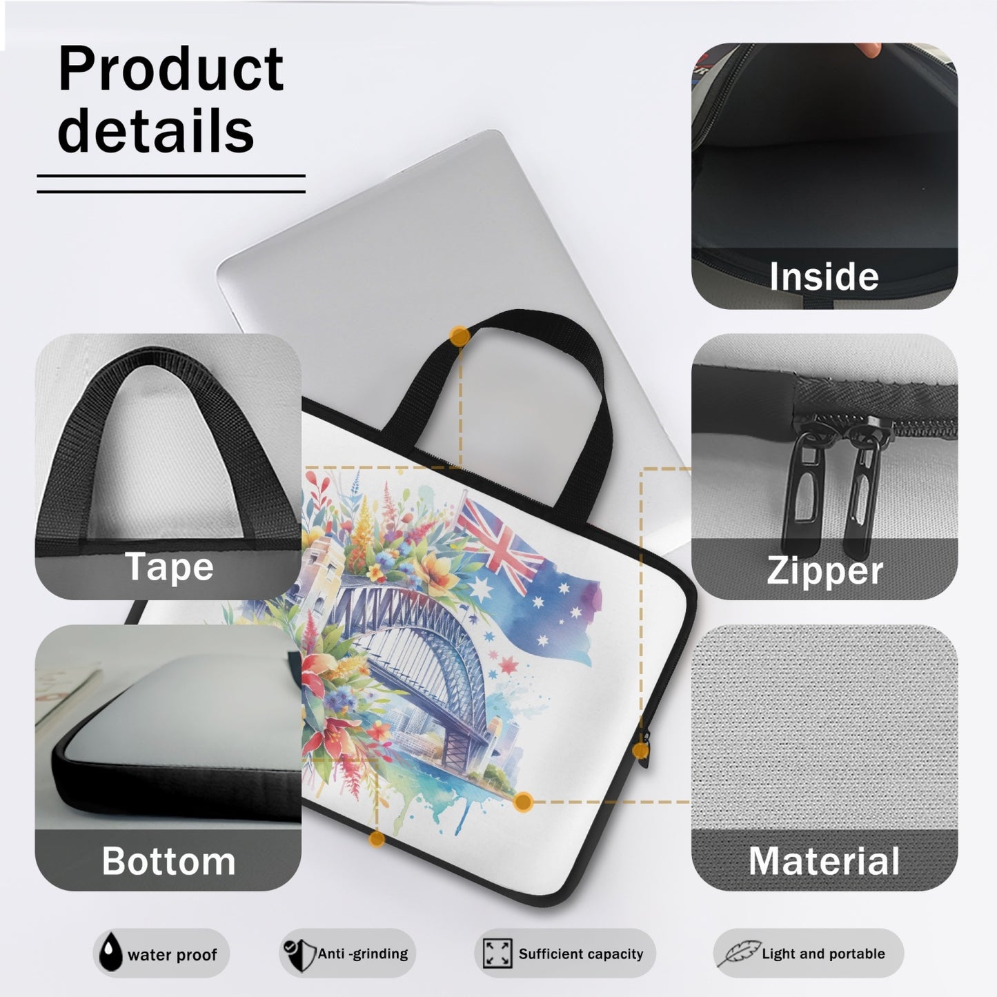 Laptop Sleeve with Handles - Sydney Harbour Bridge - Australia