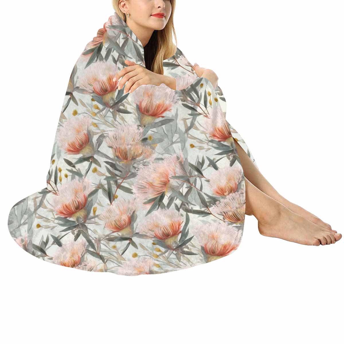 Australian Wattle  Circular Micro Fleece Blanket 60"