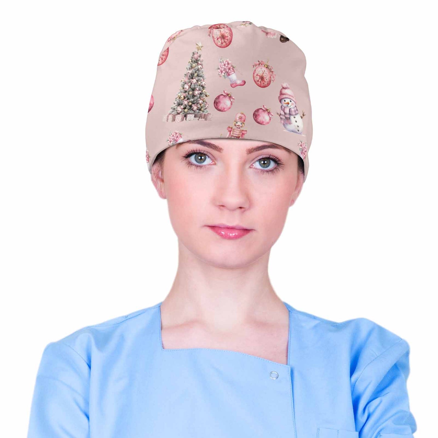 PinkChristmasSml  Scrub Cap