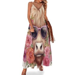 Highland Cow Spaghetti Strap Ankle-Length Dress Long dress