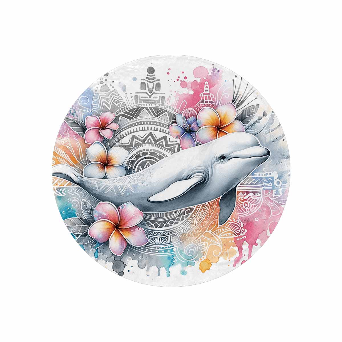 Sea_Animals_Dolphin_Awd351112  Circular Micro Fleece Blanket 47"
