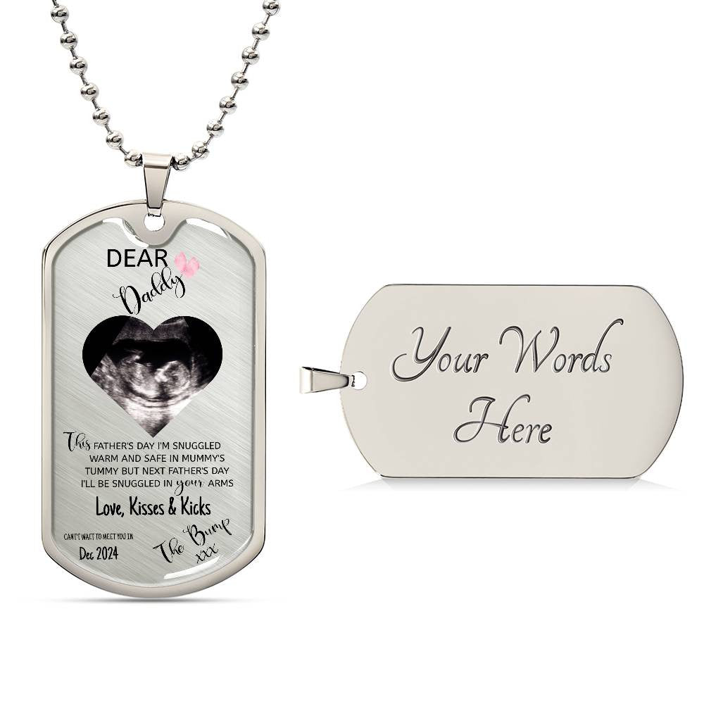 Dog Tag Personalised Dear Daddy Can't Wait to Meet you Pendant