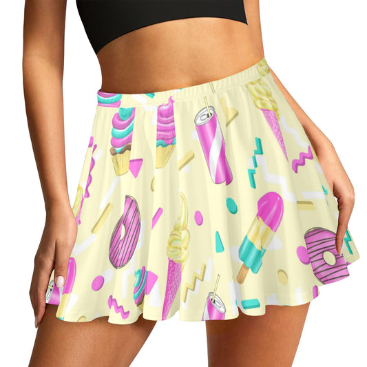 Mariner Skater Skirt 70's 80's 90's Donuts and Icecreams All Over Print Skater Skirt (Model D69)