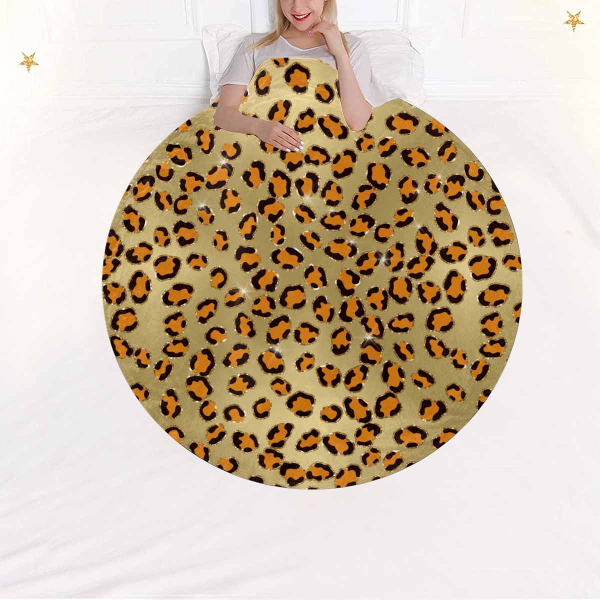 Animal Print 10  Circular Micro Fleece Blanket 47"