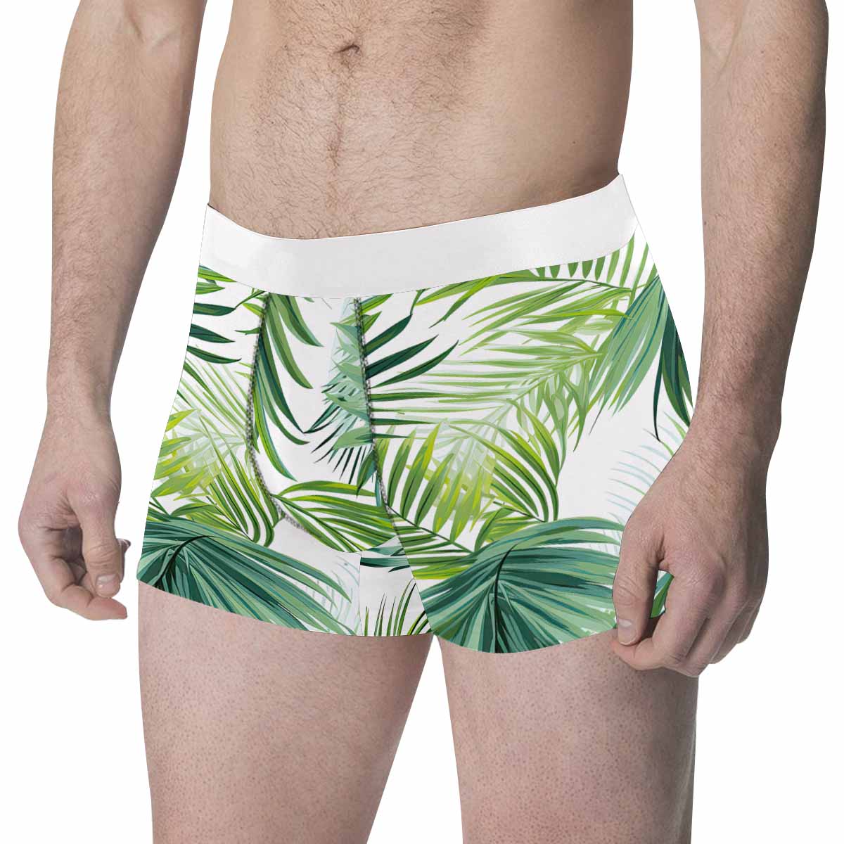 Green Palm Leaves Men's All Over Print Boxer Briefs (Made In AUS)