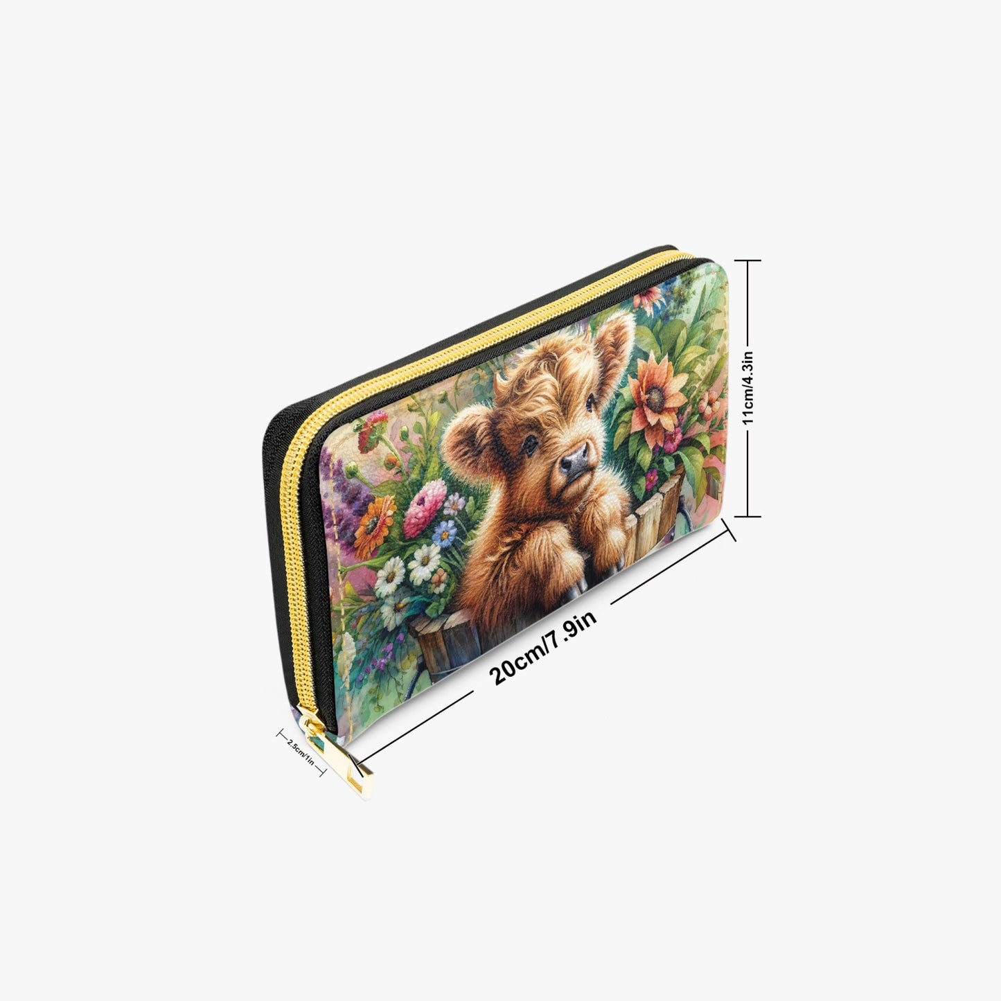 Long Type Zipper Purse - Highland Cow