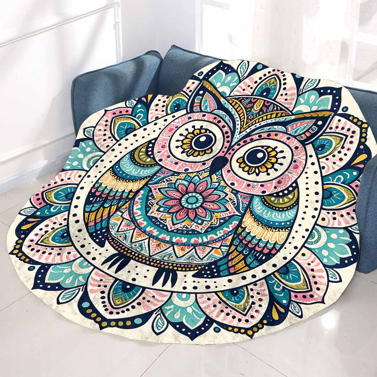 Mandella_Owl_Awd35137  Circular Micro Fleece Blanket 60"