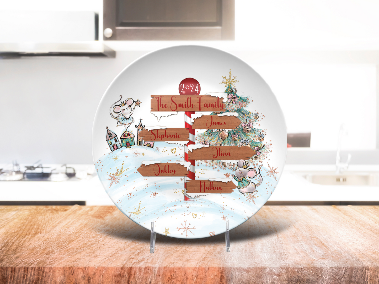 Personalised North Pole Christmas Plate, Family Christmas Plate