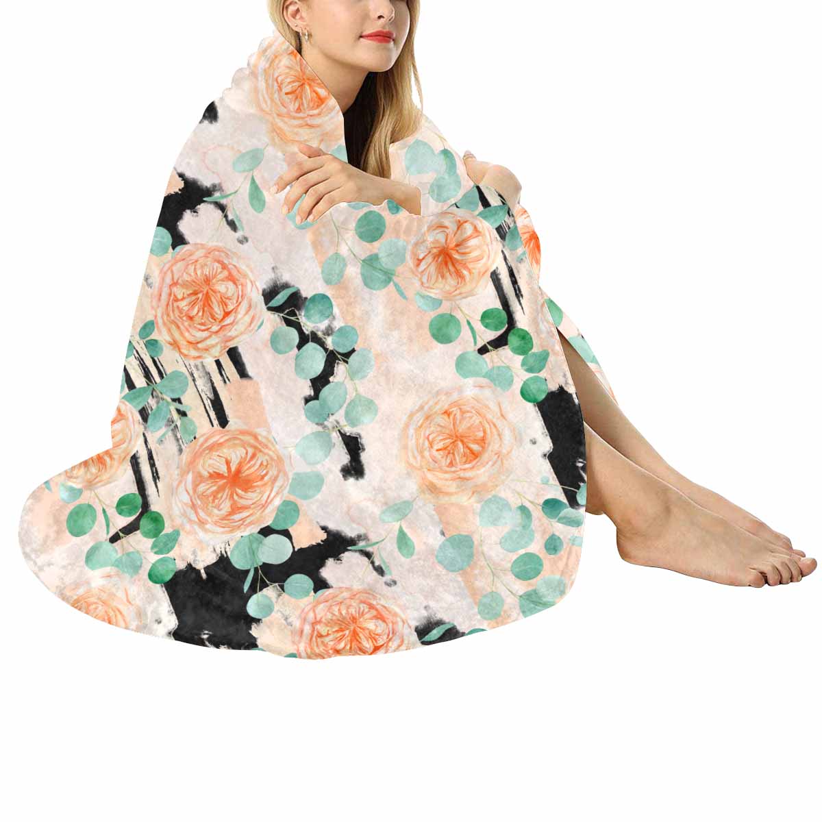 Rose Eucalyptus Circular Micro Fleece Blanket 60"