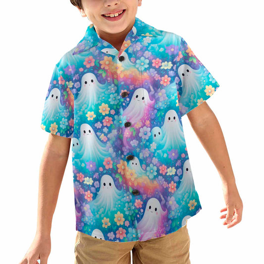 Pastel Halloween Little Boys Hawaiian Shirt