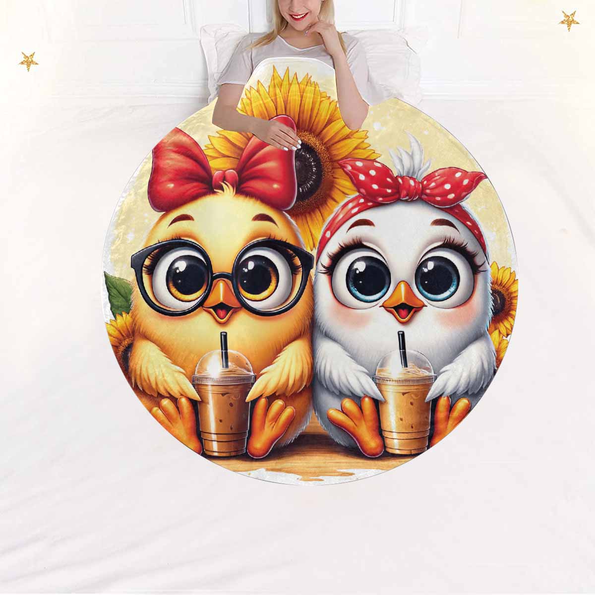 Chickens_Awd35174  Circular Micro Fleece Blanket 60"