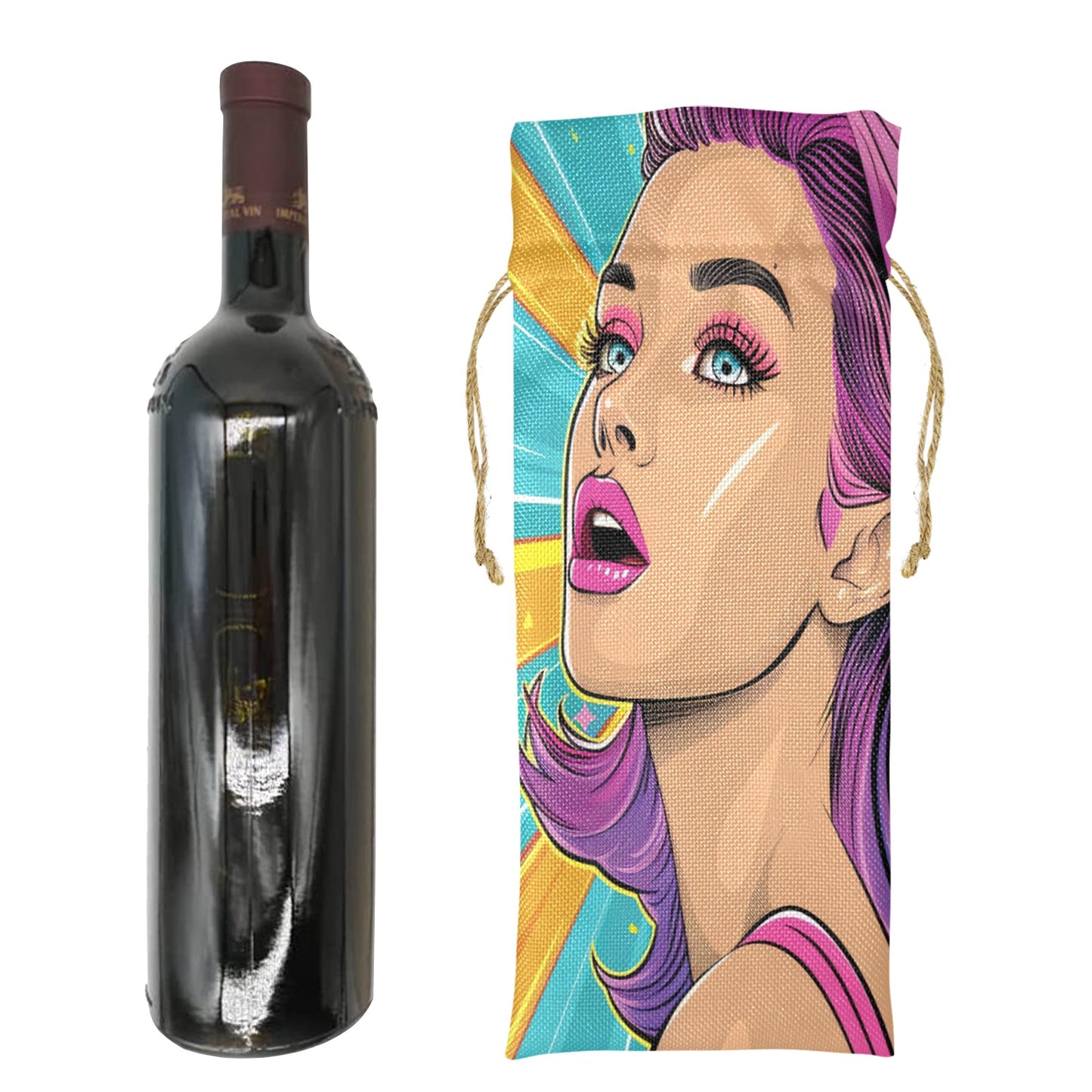 Pop Art awd710 Linen Wine Bottle Bag