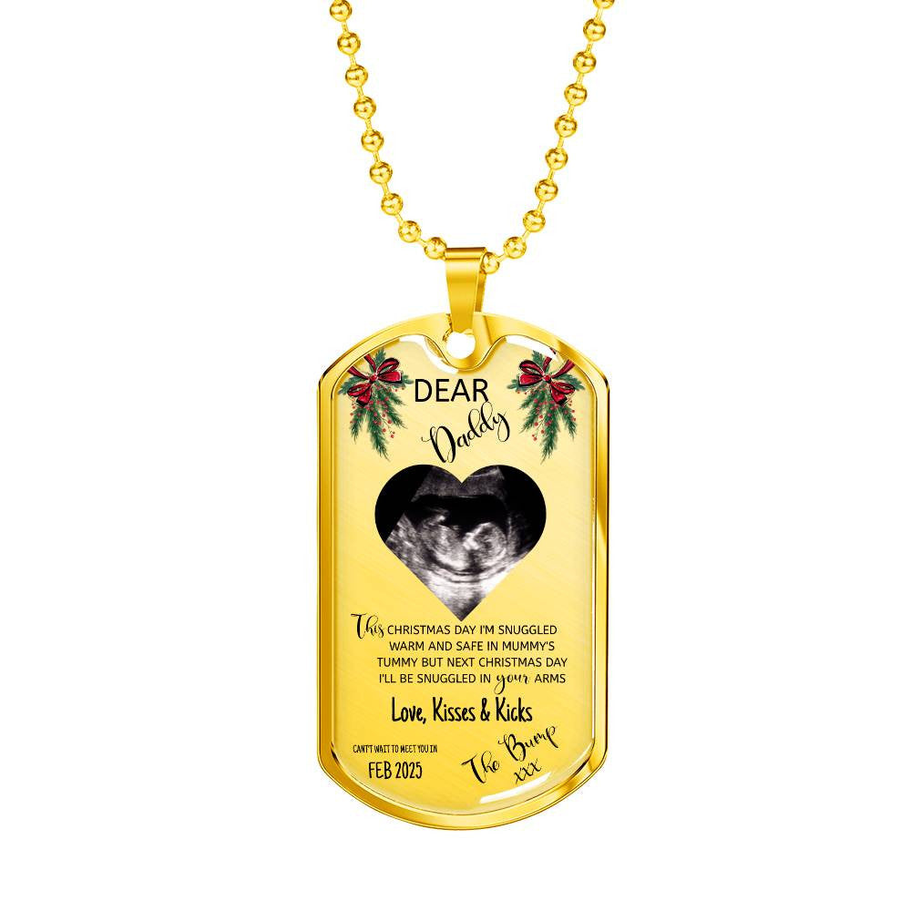 Dog Tag Personalised Dear Daddy Can't Wait to Meet you Pendant