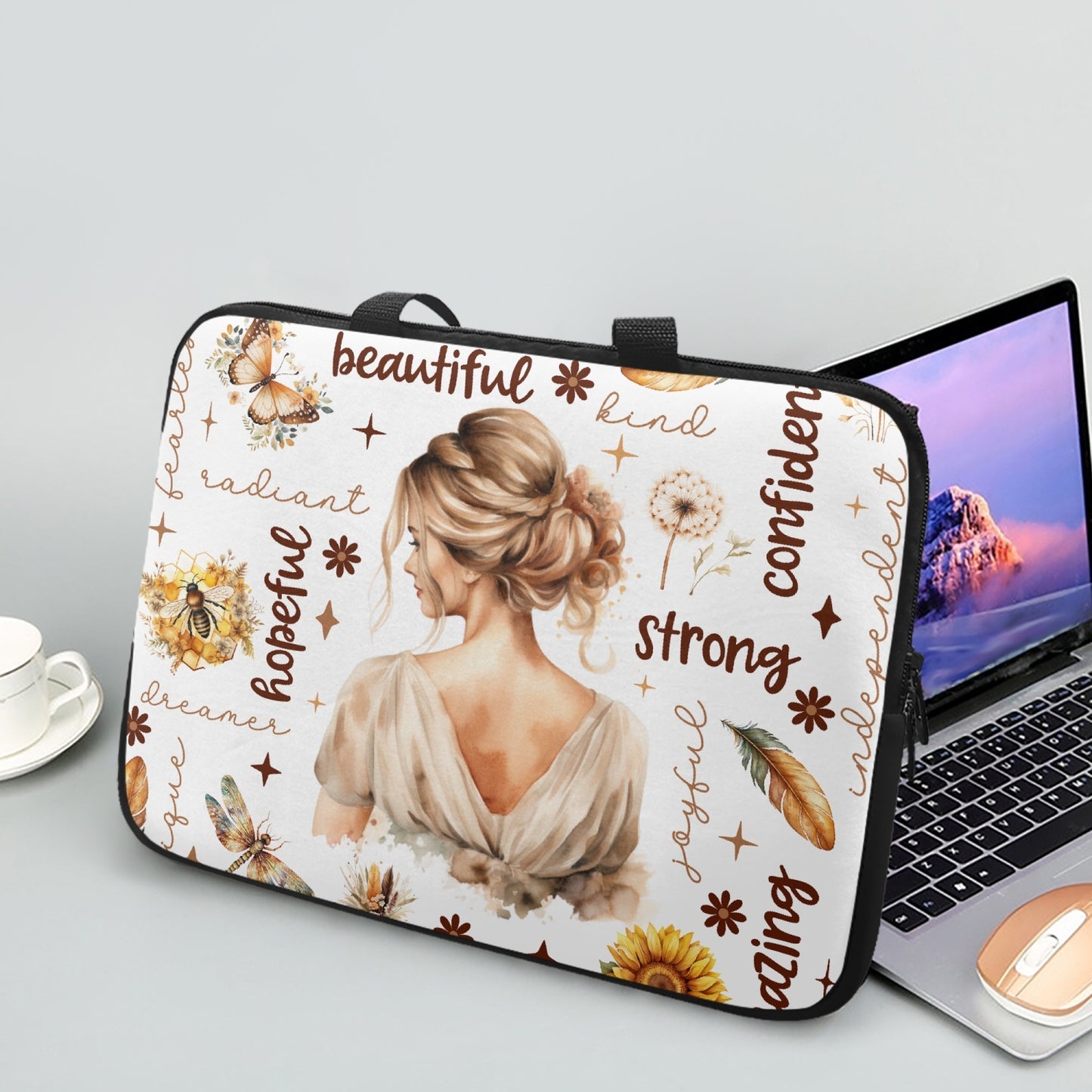 Laptop Sleeve with handles - Affirmations - Blonde Hair