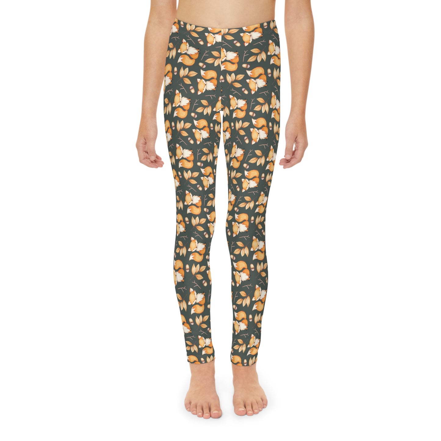 Youth Full-Length Leggings, Fox Design  - Kids Leggings