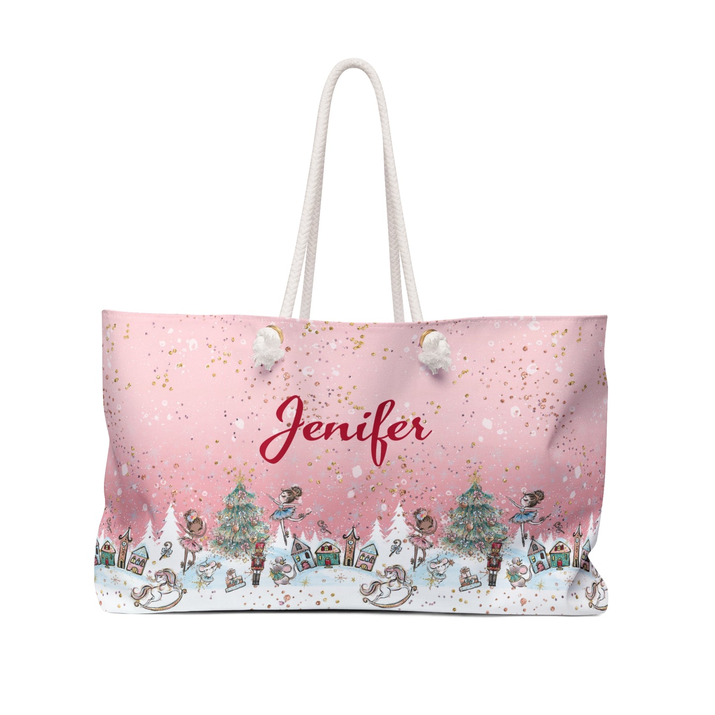 Personalised Weekender Bag, Nutcracker Christmas Pink, Large Weekender Bag, Beach Bag