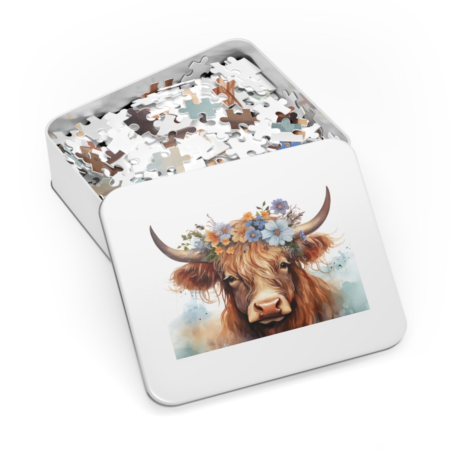 Jigsaw Puzzle, Highland Cow, Personalised/Non-Personalised (30, 110, 252, 500,1000-Piece)