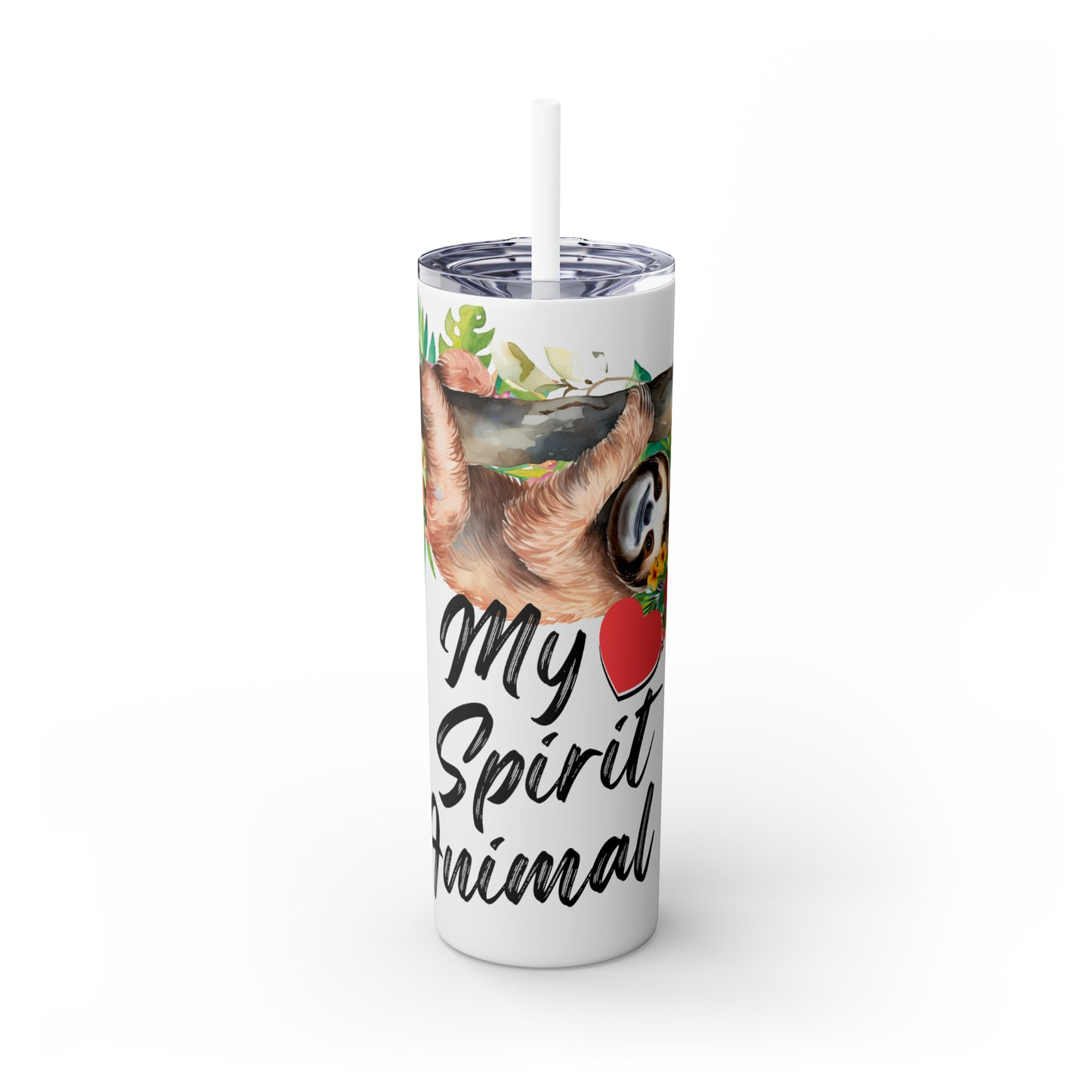 Skinny Tumbler with Straw, 20oz, Sloth, My Spirit Animal