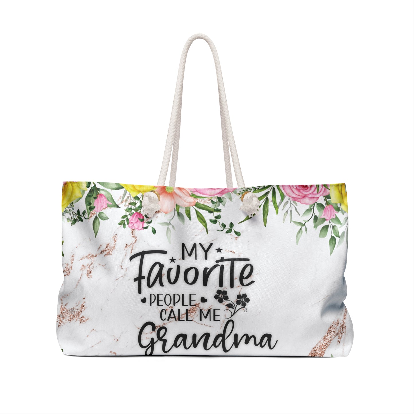 Personalised/Non-Personalised Weekender Bag, My Favorite People call me Grandma, Large Weekender Bag, Beach Bag, Book Bag