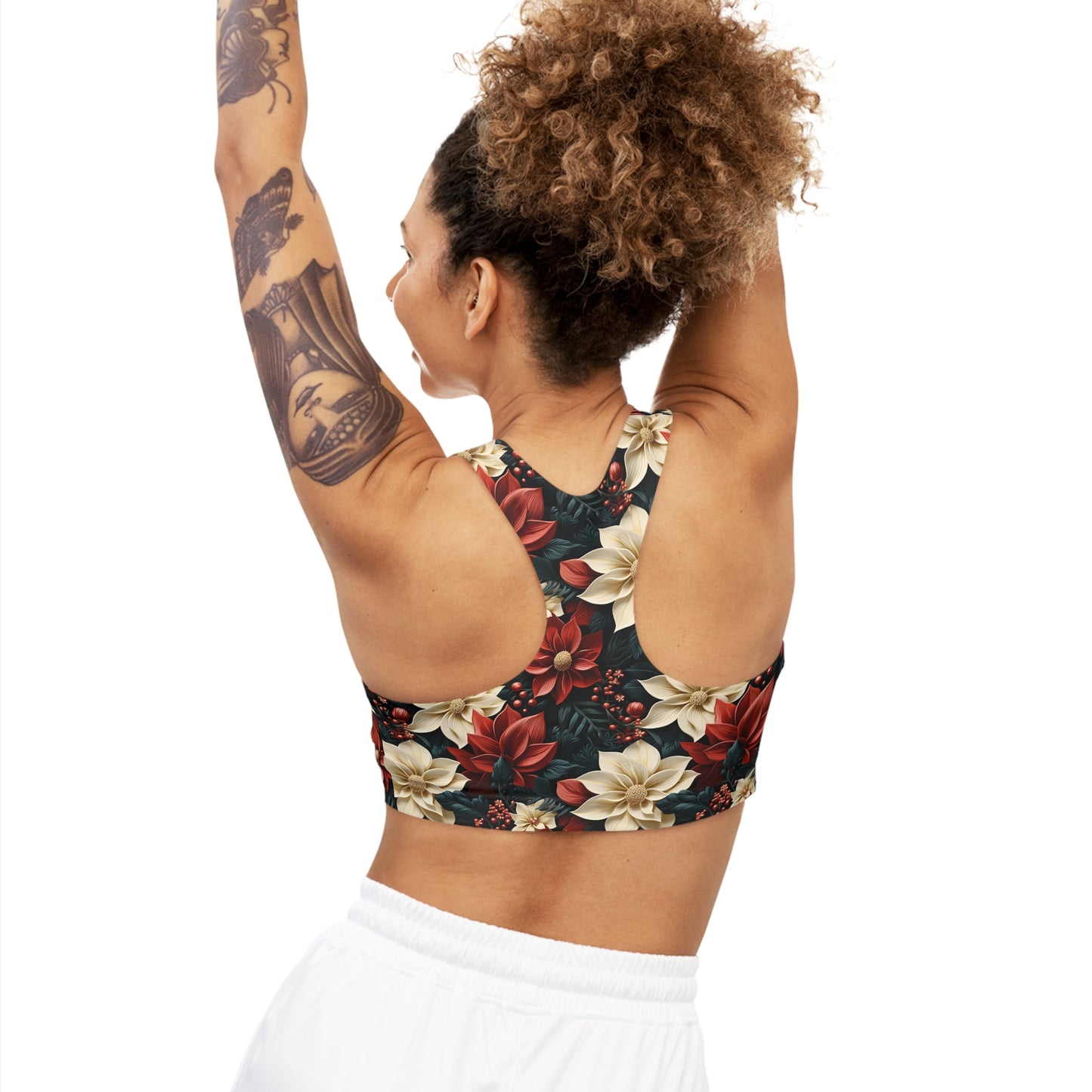 Seamless Sports Bra, Poinsettia