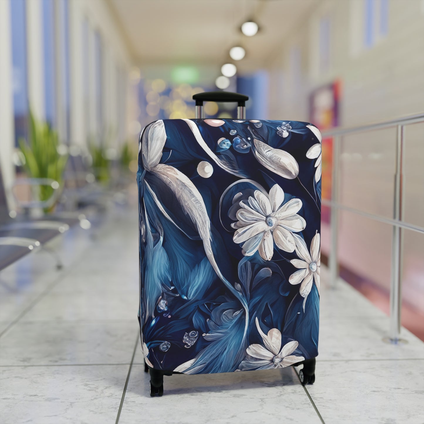 Luggage Cover, Blue Floral