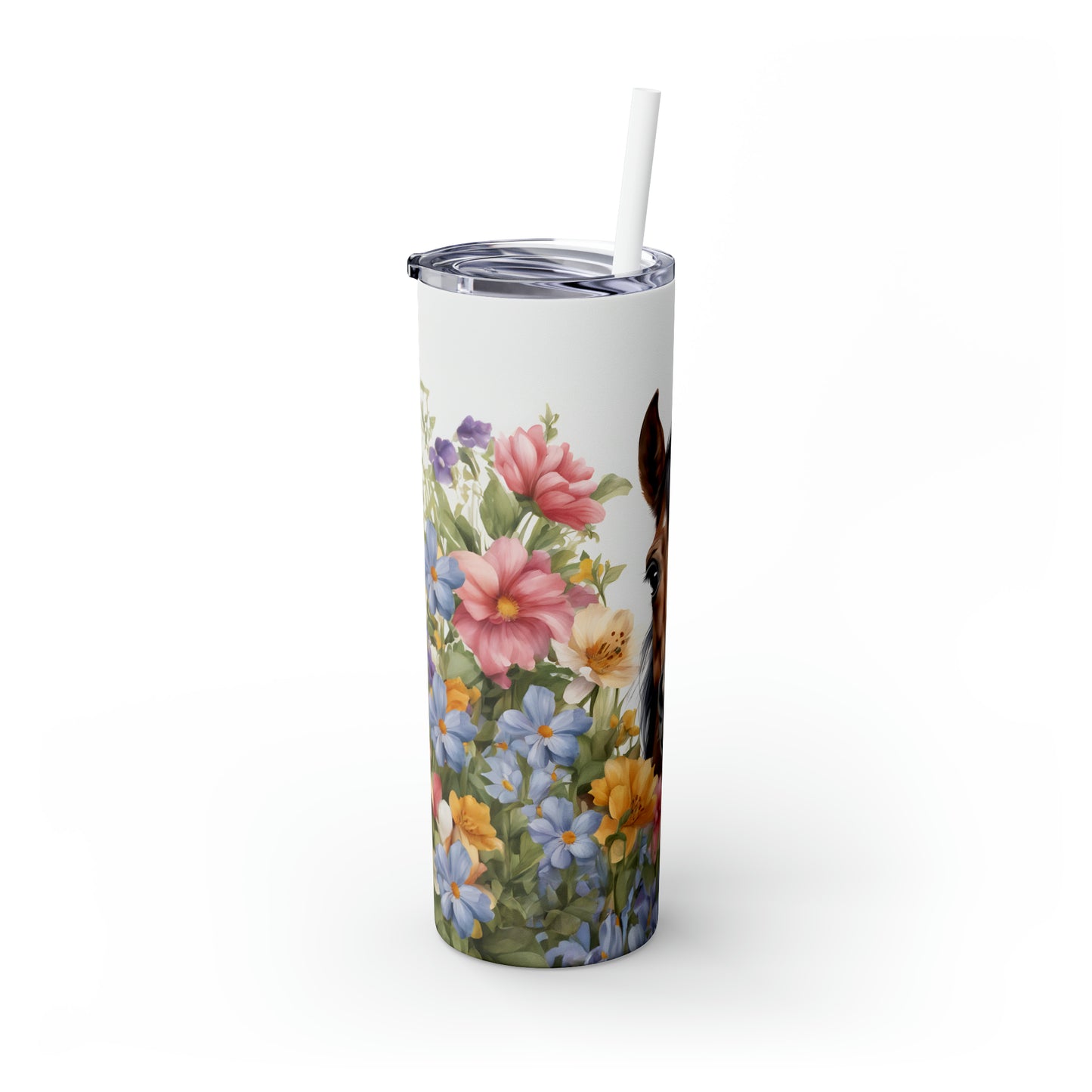 Skinny Tumbler with Straw, 20oz Horse, awd-305