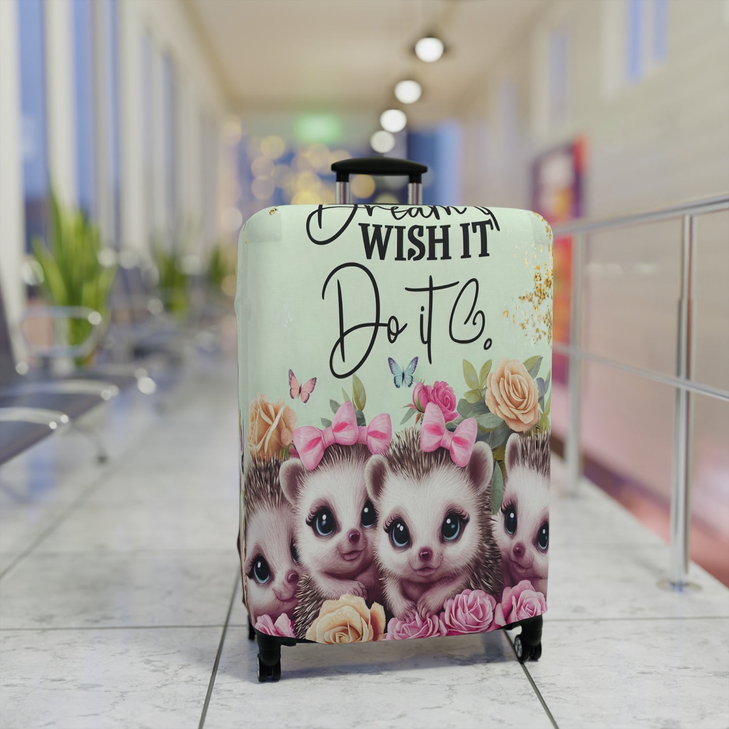 Luggage Cover, Cute Hedgehogs, Dream it, Wish it, Do it, awd-1650