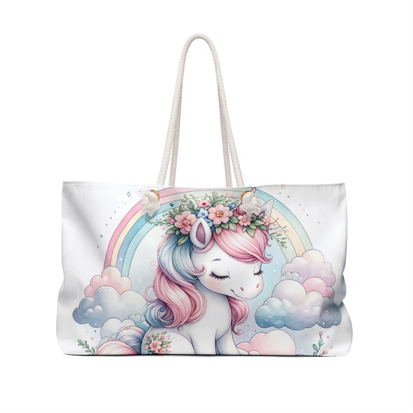 Personalised/Non-Personalised Weekender Bag, Unicorn, Large Weekender Bag, Beach Bag, Book Bag