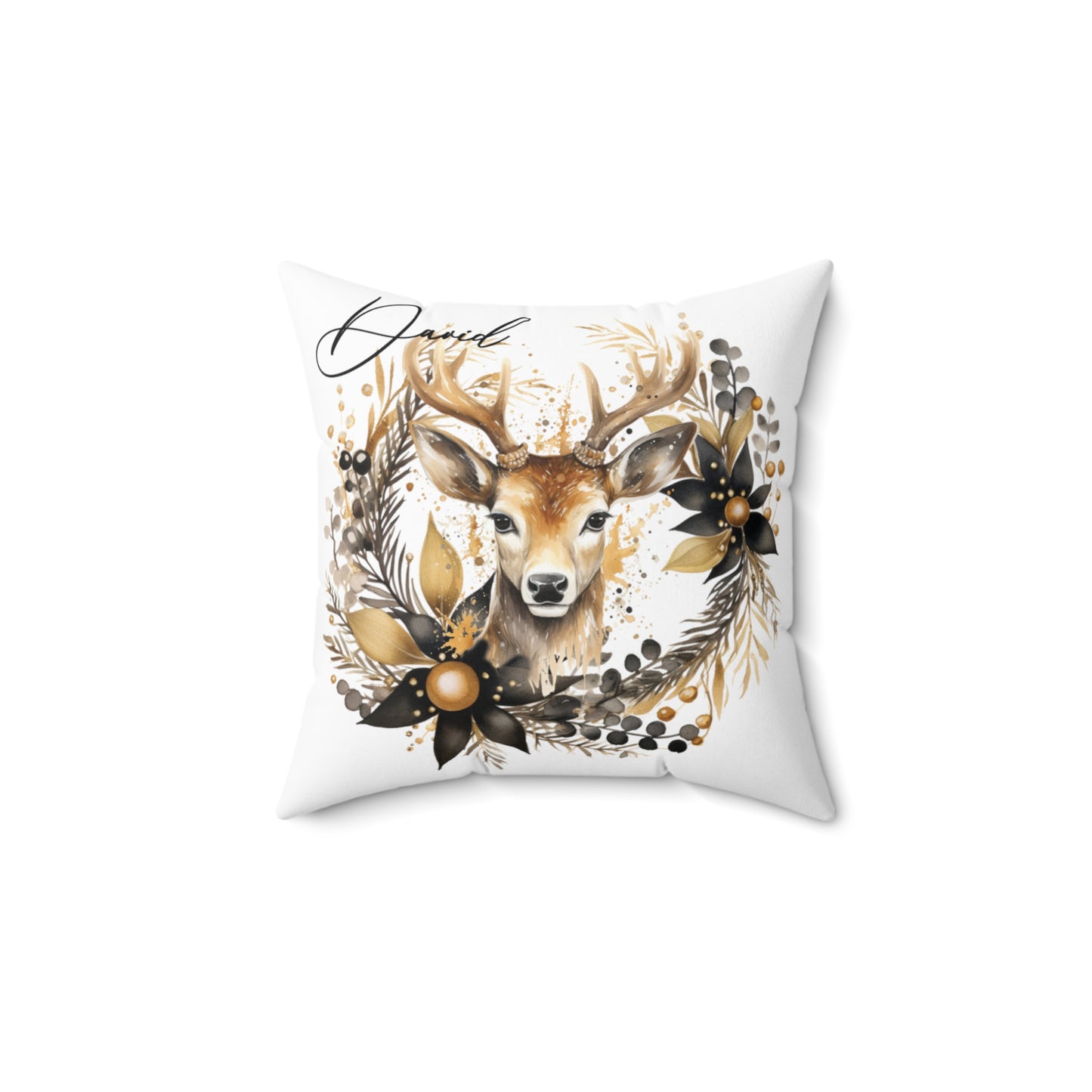 Personalised Christmas Cushion, Polyester Square Cushion, Reindeer Christmas cushion