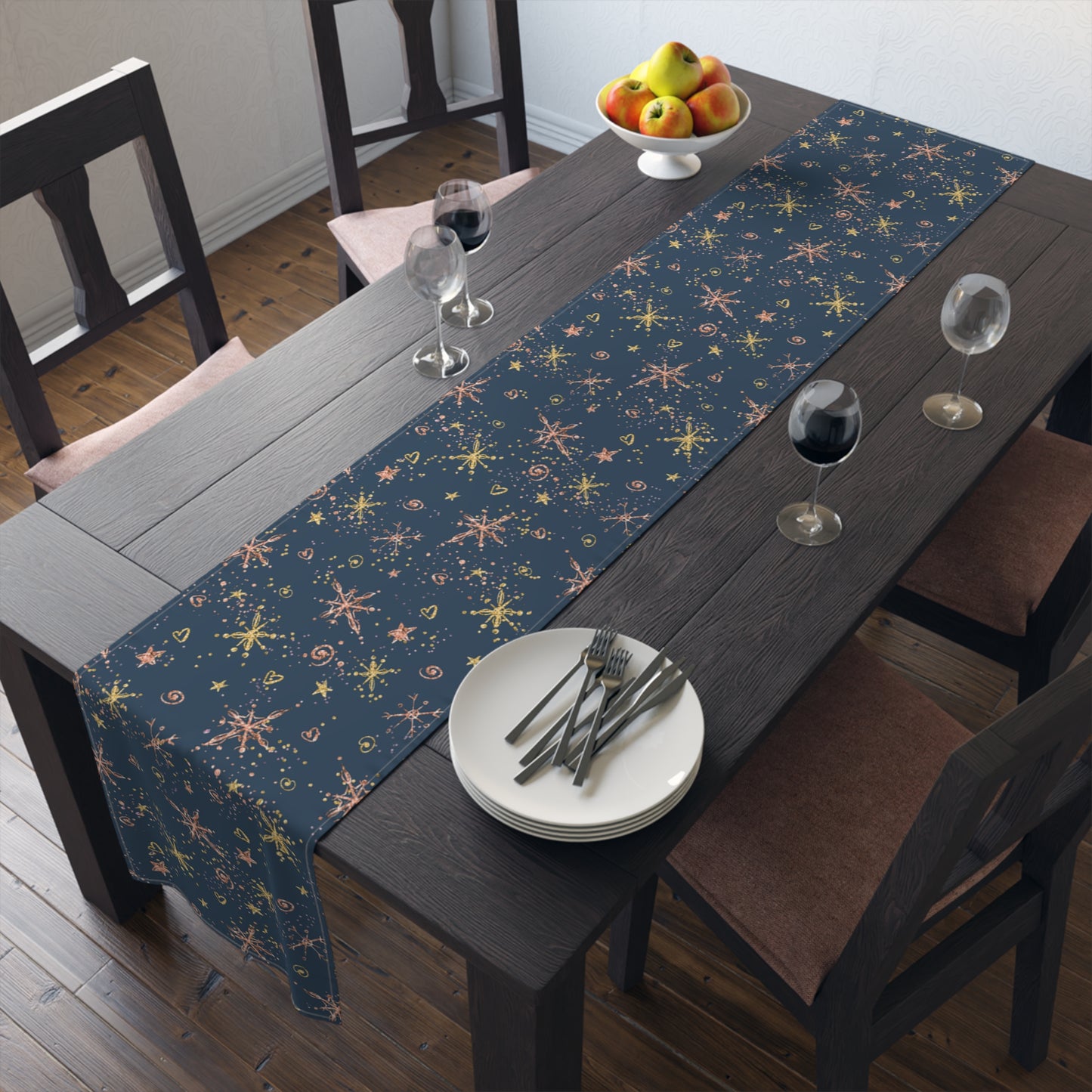 Christmas Stars Table Runner, Cotton Twill and Poly Available